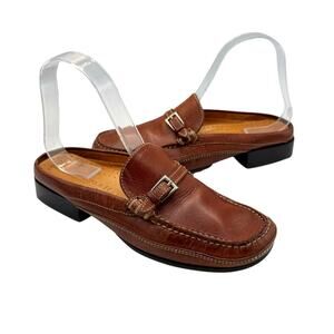 Cole Haan Women's Y2K Vtg Brown Leather Contrast Stitch Slip On Comfort Mules